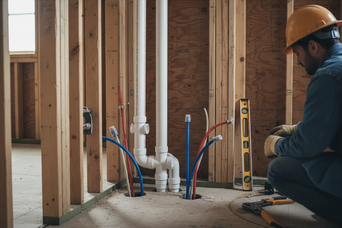 Drain and supply rough-in during Leak Detection in Steward