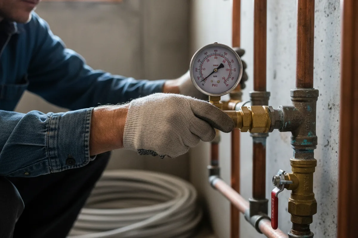 Pressure testing a repaired line during Water Line Repair in Steward
