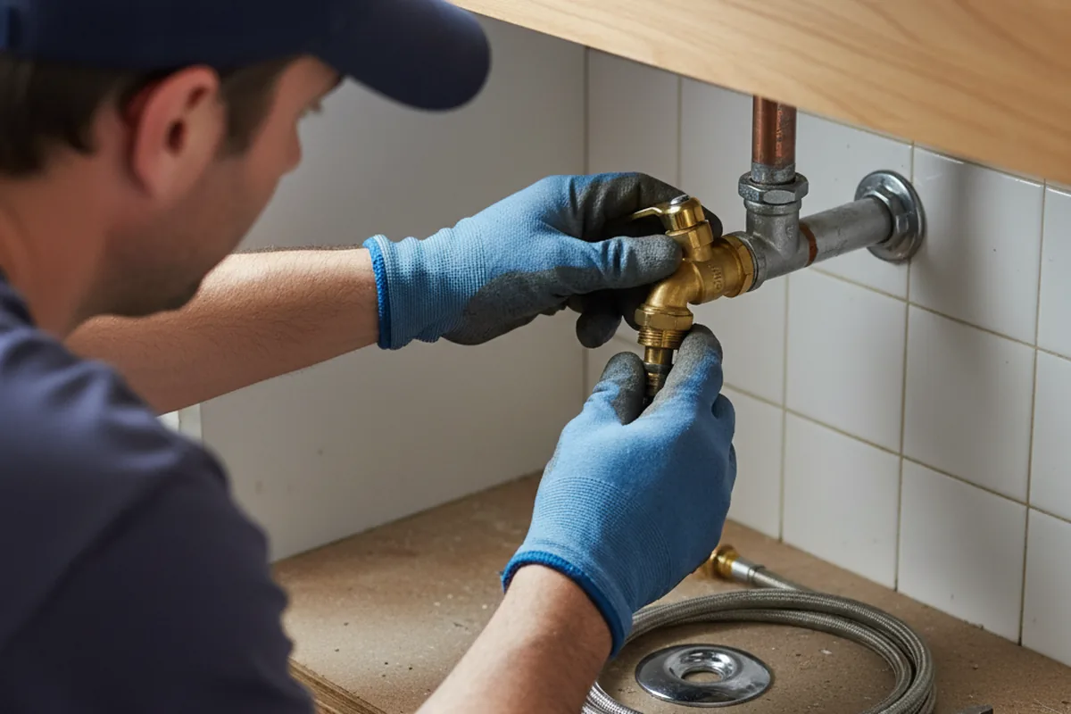 Shutoff valve and fitting work during Faucet and Fixture Repair in Steward
